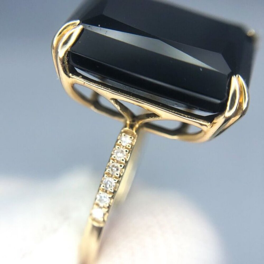 $1,595 New Authentic EFFY 14K Yellow Gold, Onyx & Diamond Ring size 7 - Picture 17 of 17